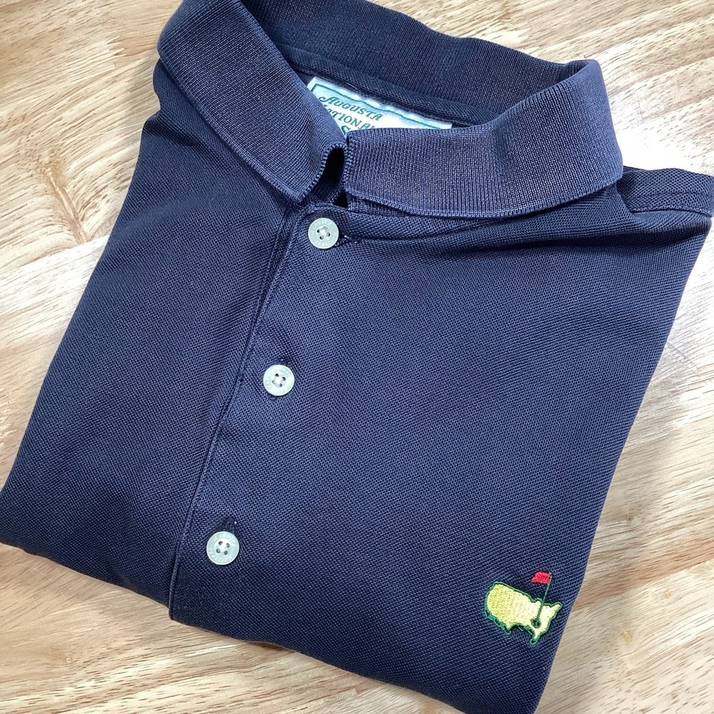 Augusta‎ National Golf Shop mens large Masters Polo Black Blue Cotton